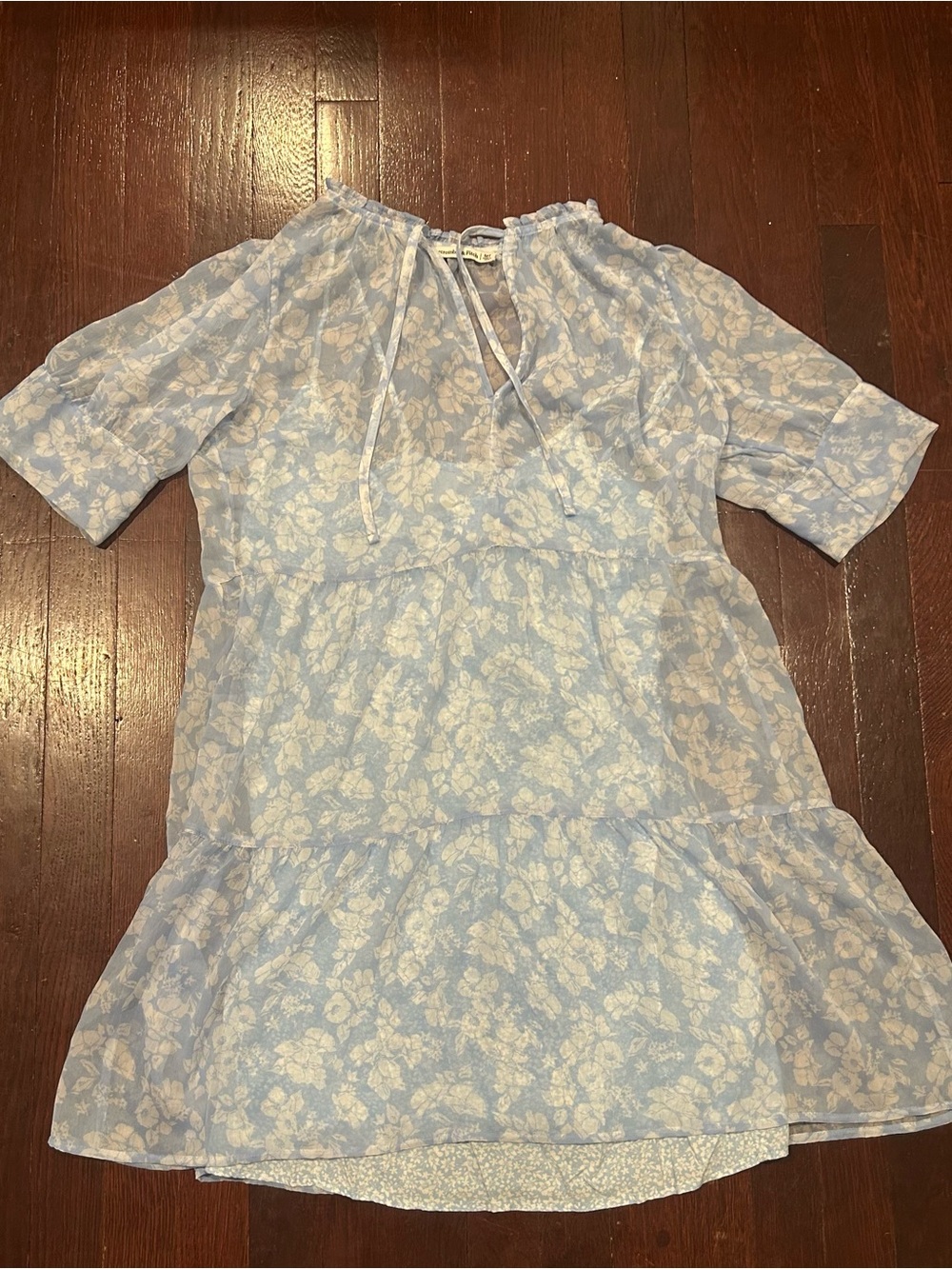 Abercrombie & Fitch Pale Blue Floral Double Layer Mini Dress